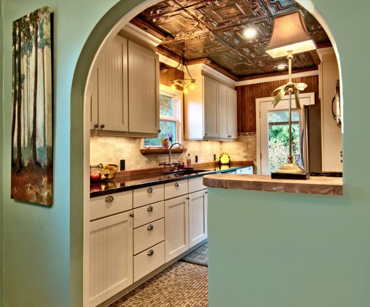 curved entrance kitchen tile wooden floors